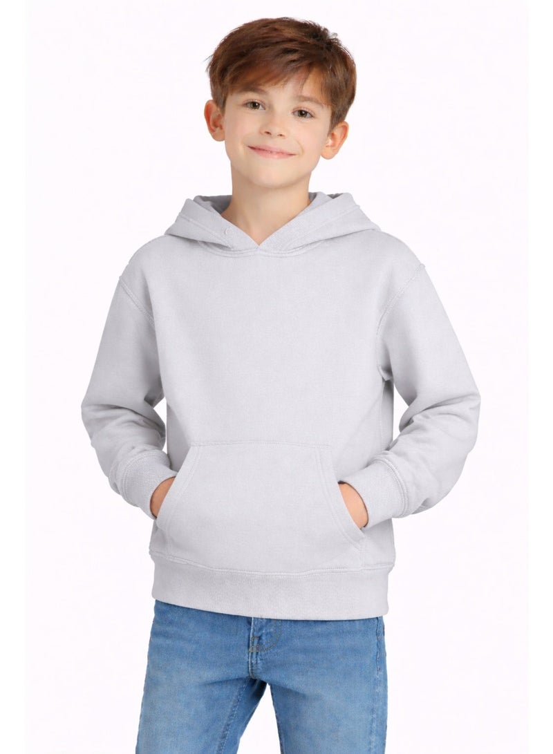 Premium Apparel Kids Grey Regular-Fit Hoodie – Unisex Pullover Sweatshirt for Boys & Girls, Casual Everyday Wear - Image 2